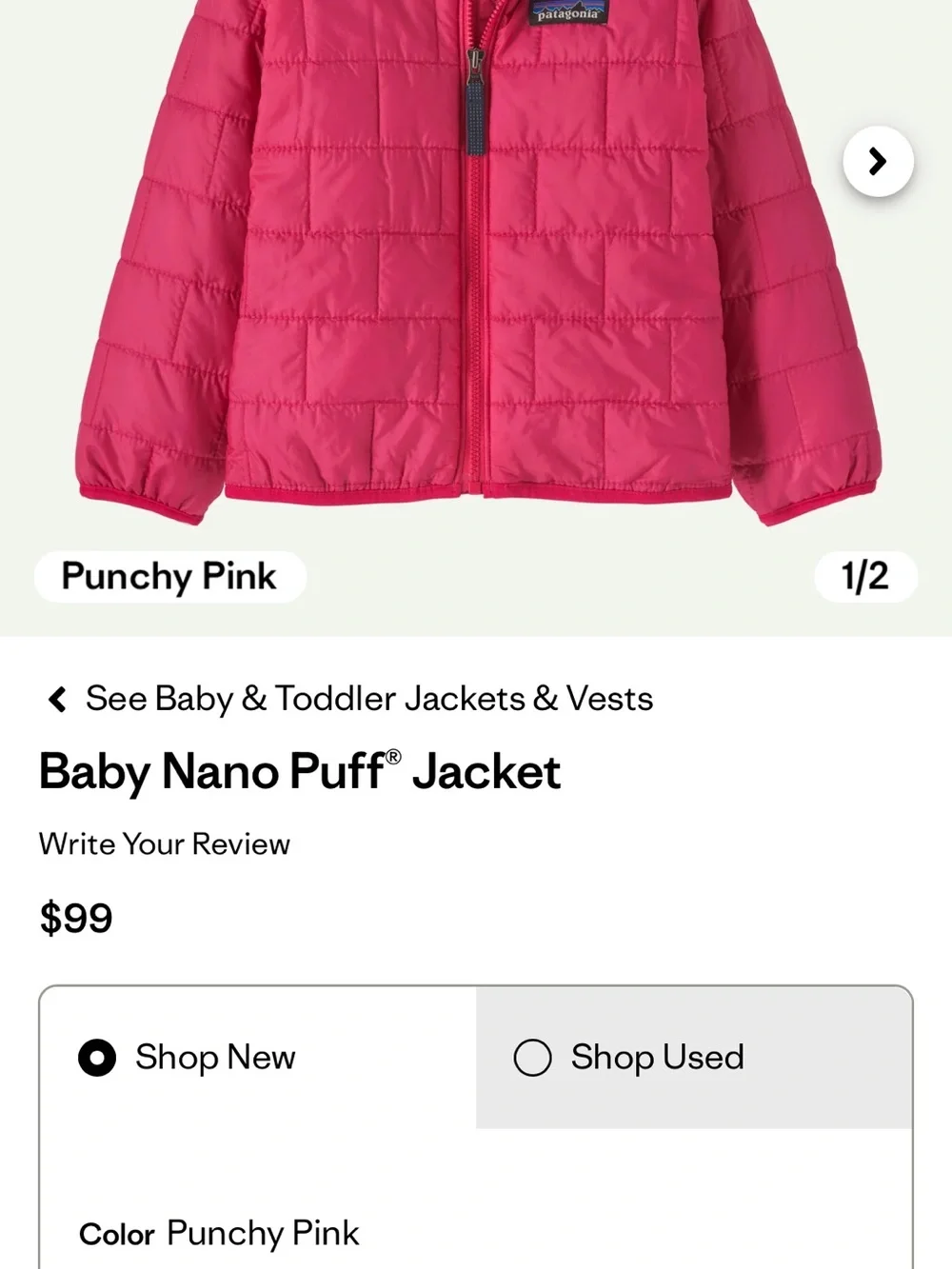 Patagonia Kids Bright Pink Quilted Puffer Jacket with Orange Zippers